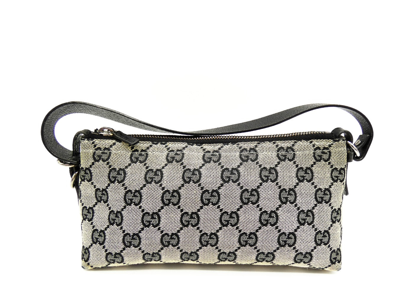 Gucci Taupe and Black Canvas Guccissimo GG Pochette Bag Gucci