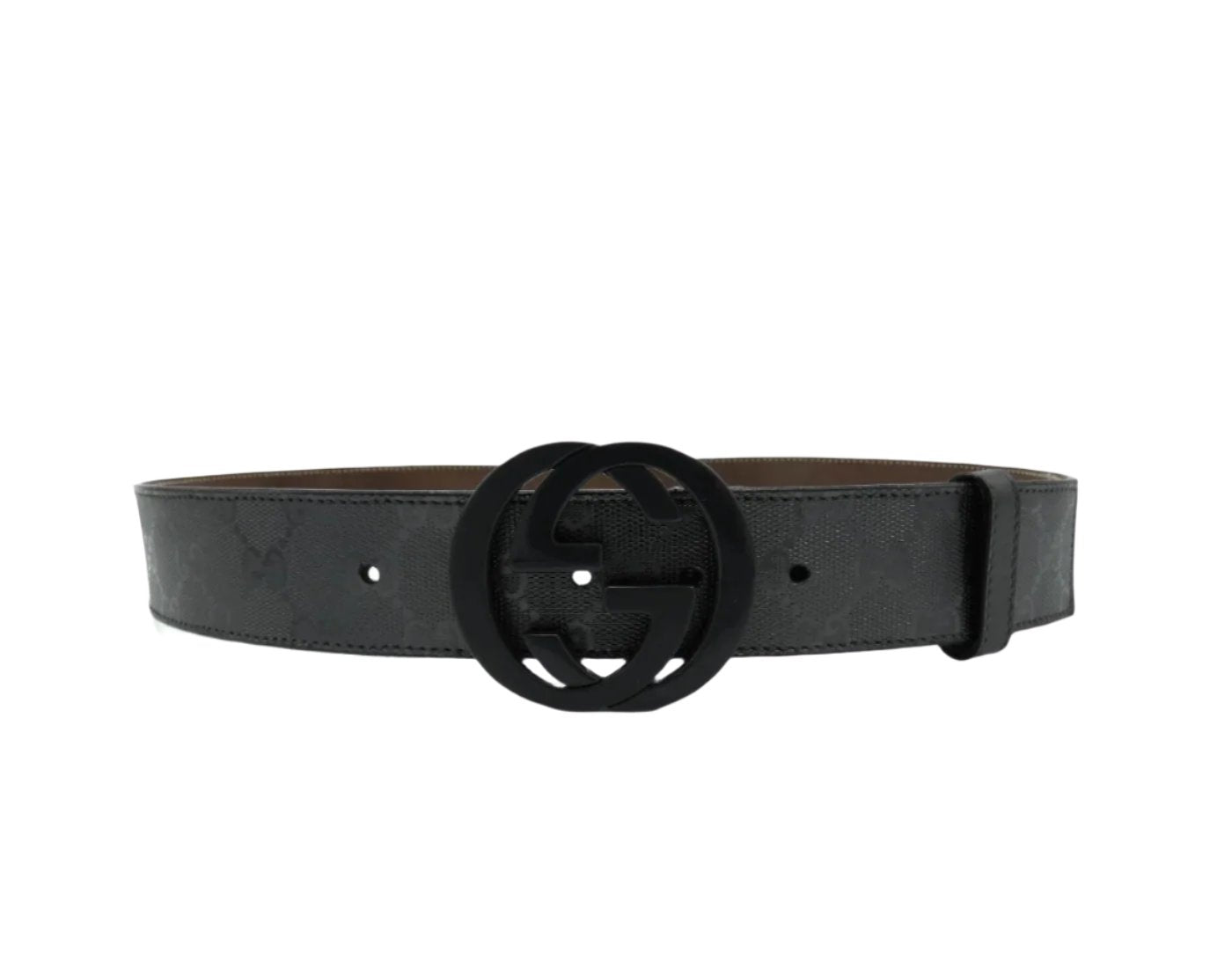 Gucci GG Black Grey Imprime Belt Belt Gucci