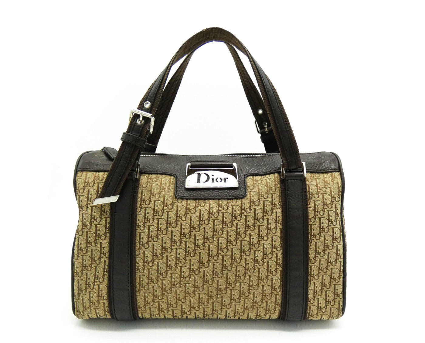 Christian Dior Tan Oblique Street Chic Boston Handbag Bag Christian Dior