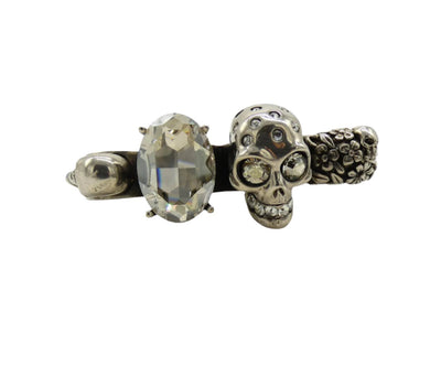 Alexander McQueen Skull Knuckle Ring in Silver and Crystal Ring Alexander McQueen