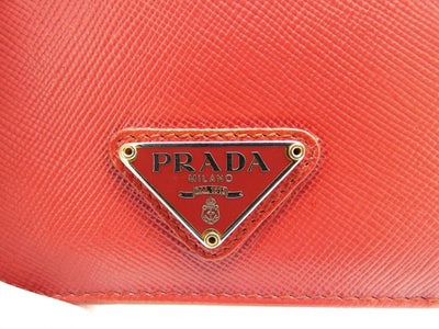 Prada Red Saffiano Flap Compact Wallet Wallet Prada