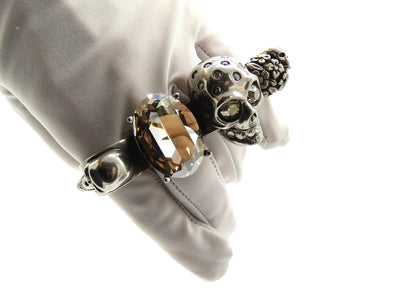Alexander McQueen Skull Knuckle Ring in Silver and Crystal Ring Alexander McQueen