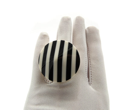 Missoni Modern Large Black and Cream Cocktail Ring Ring Missoni
