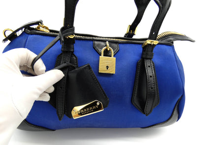 Burberry Prorsum The Blaze in Duchess Dark Sapphire Satin and Leather Bag Burberry