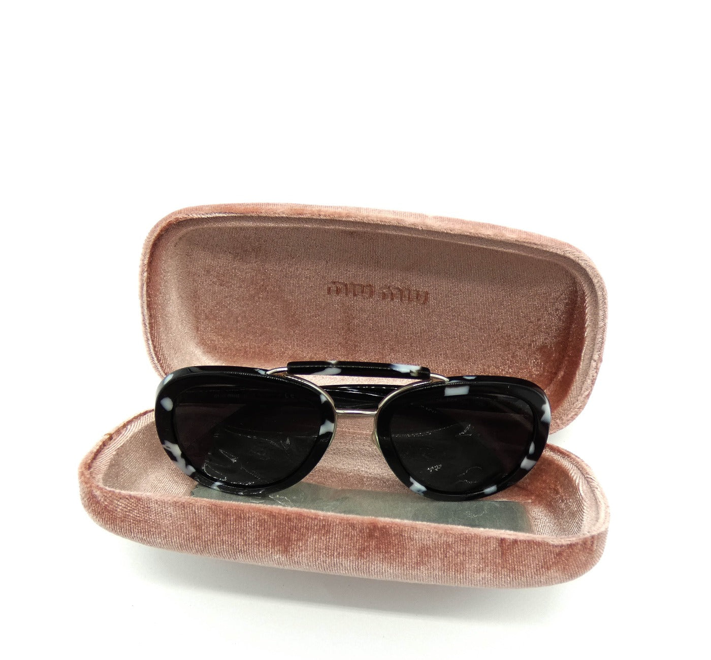 Miu Miu Black Havana Aviator Sunglasses SMU 05V Sunglasses Miu Miu