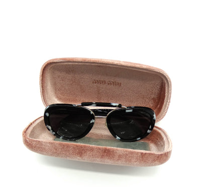 Miu Miu Black Havana Aviator Sunglasses SMU 05V Sunglasses Miu Miu