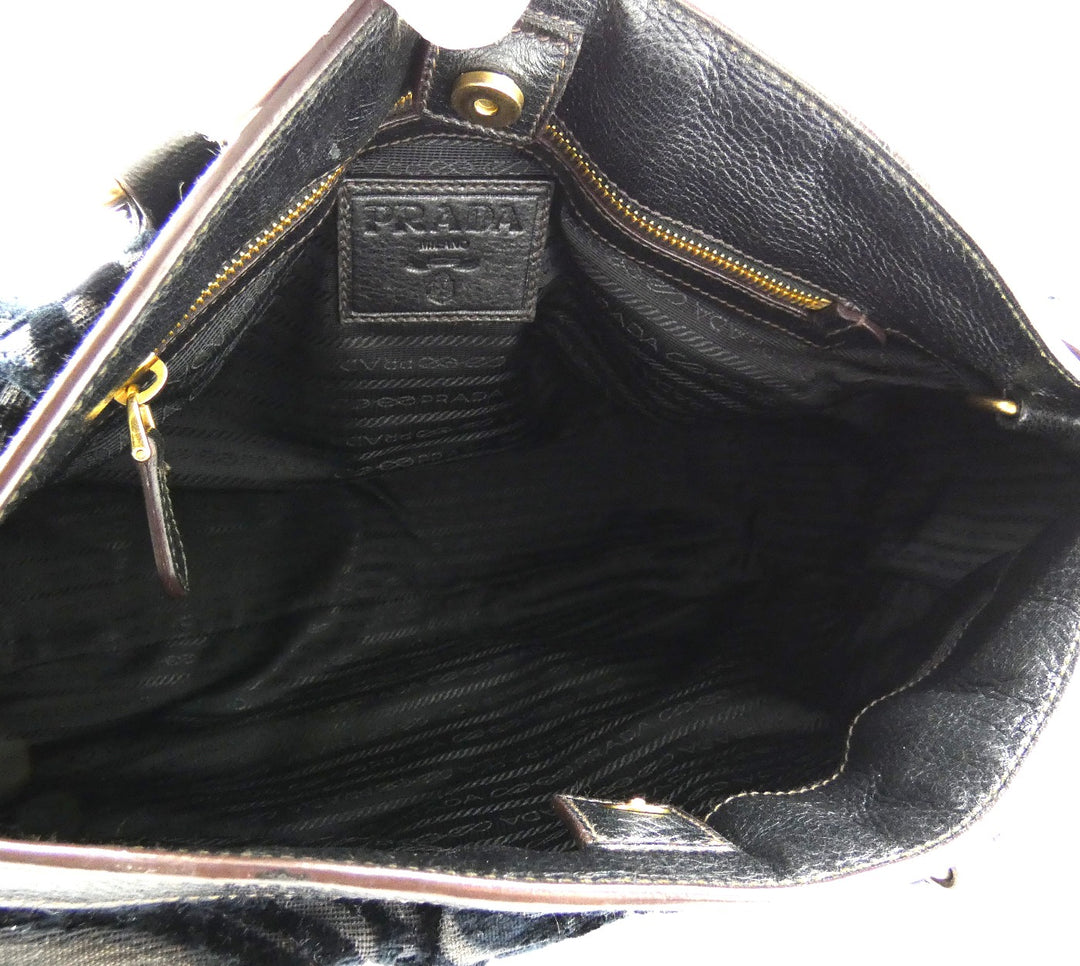Prada Brown Velvet Logo Tote – Occhi Azzurri Prada Brown Velvet Logo Tote – Occhi Azzurri