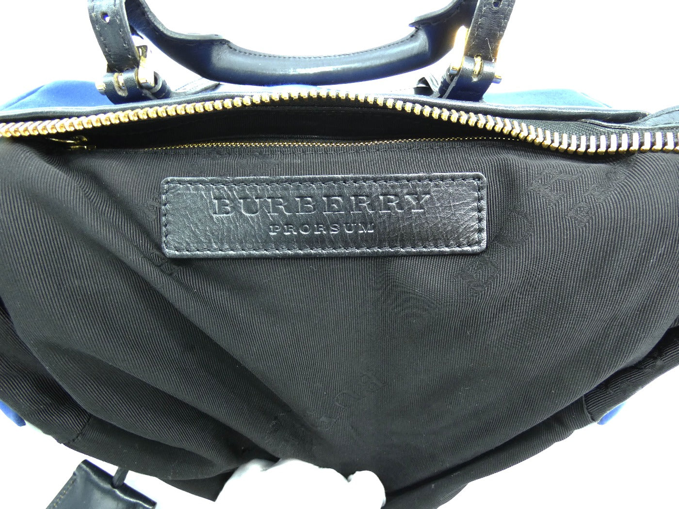 Burberry Prorsum The Blaze in Duchess Dark Sapphire Satin and Leather Bag Burberry