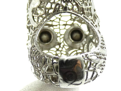 Alexander McQueen Silver Filigree Crystal Skull Ring cocktail Ring Alexander McQueen