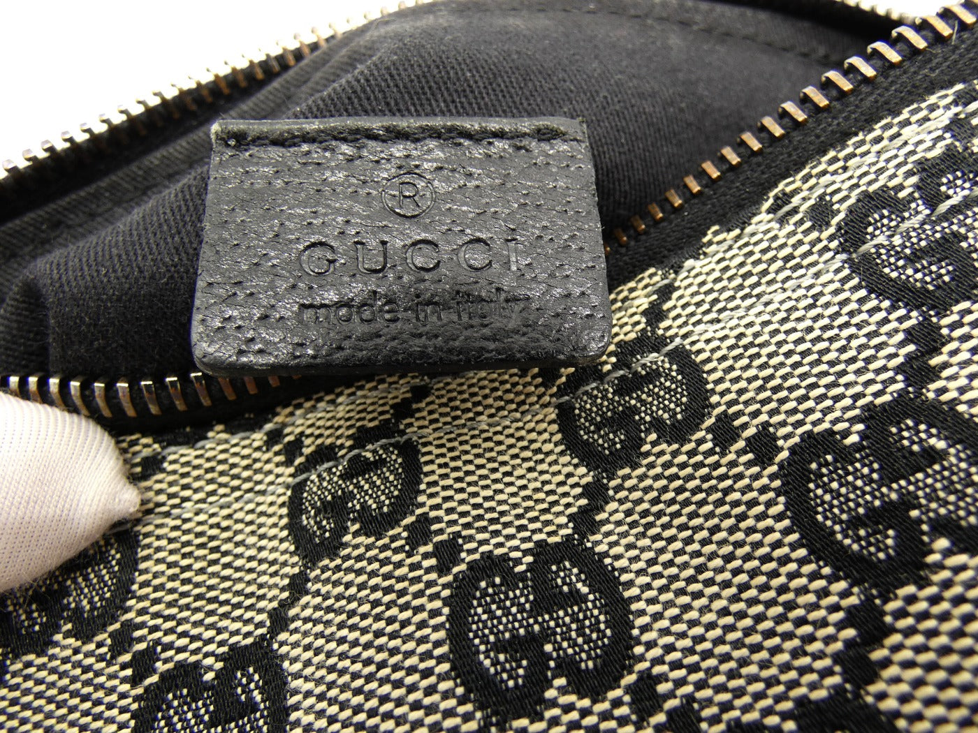 Gucci Taupe and Black Canvas Guccissimo GG Pochette Bag Gucci