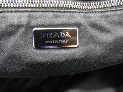 Prada Vintage Black Denim with White Leather Shoulder Bag Bag Prada