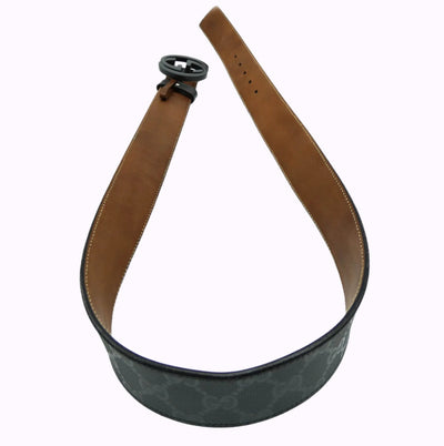 Gucci GG Black Grey Imprime Belt Belt Gucci