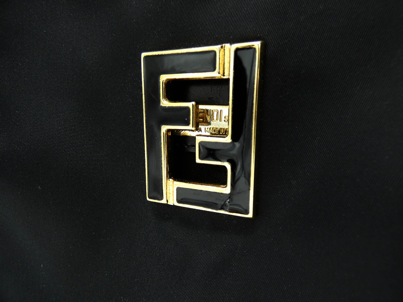 Fendi Vintage Black Nylon Logo Shoulder Bag Bag Fendi