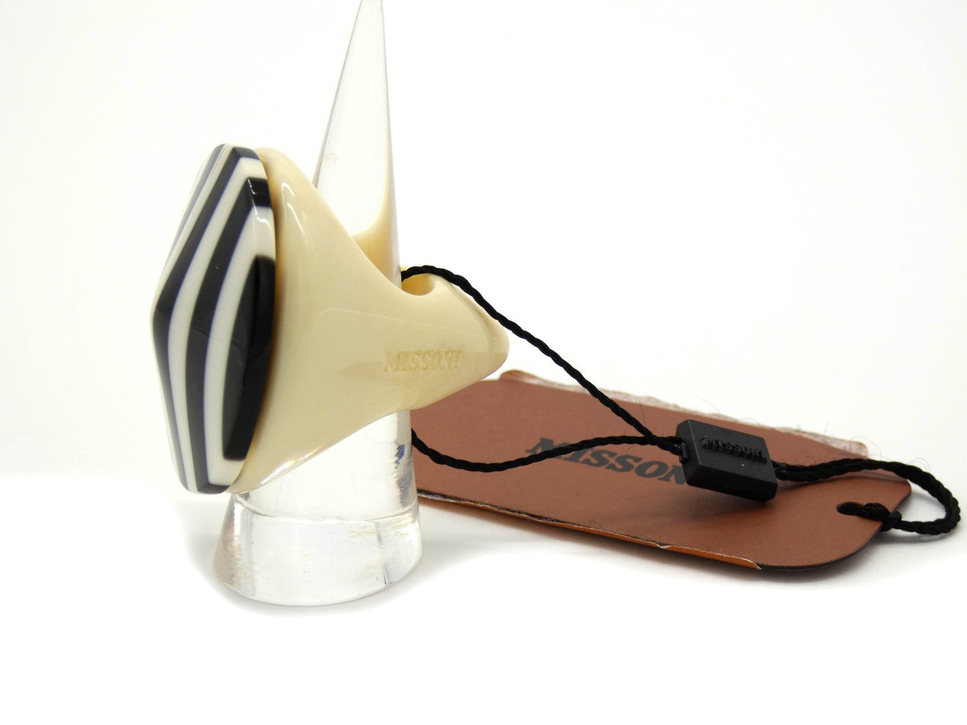 Missoni Modern Large Black and Cream Cocktail Ring Ring Missoni