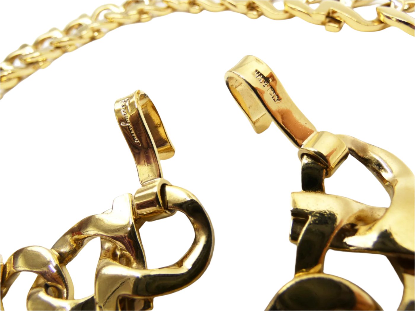 Salvatore Ferragamo Gold Metal Gancini Link Belt Belt Salvatore Ferragamo