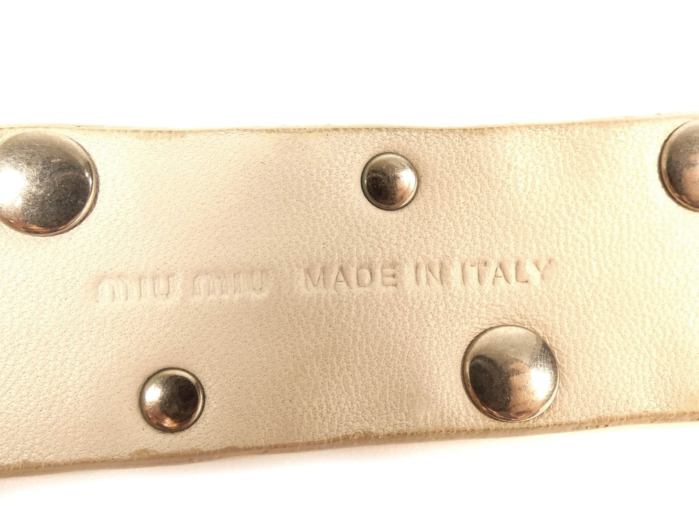 Miu Miu Taupe Leather Riveted Bracelet Bracelet Miu Miu