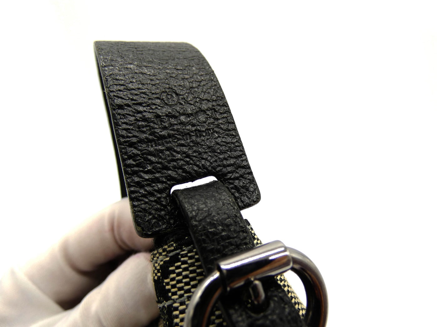 Gucci Taupe and Black Canvas Guccissimo GG Pochette Bag Gucci