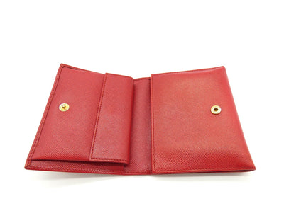 Prada Red Saffiano Flap Compact Wallet Wallet Prada
