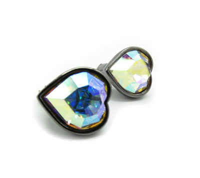 Yves Saint Laurent Gripoix Aurora Borealis Crystal Heart Earrings Earrings YSL