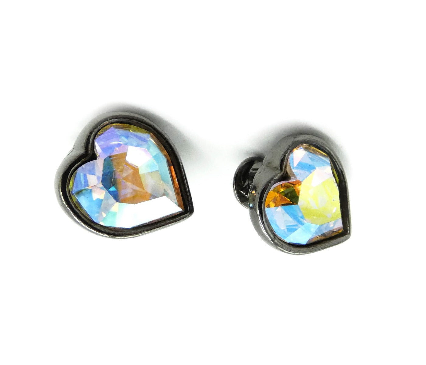 Yves Saint Laurent Gripoix Aurora Borealis Crystal Heart Earrings Earrings YSL