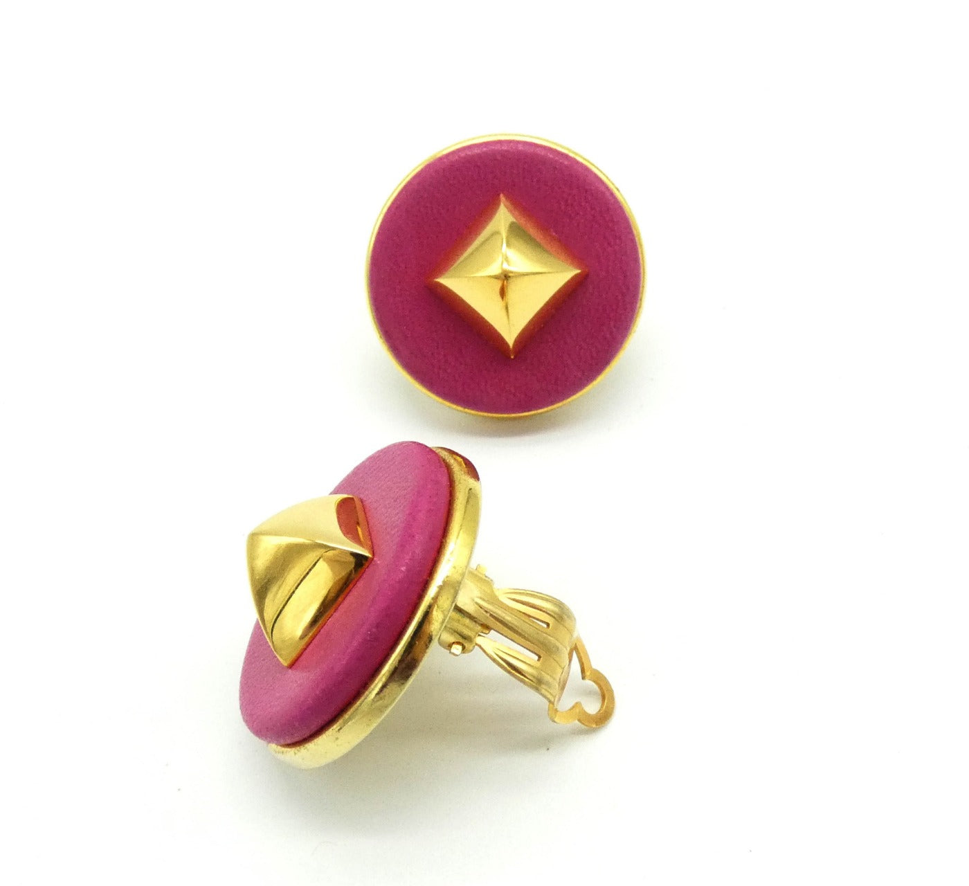Hermès Vintage Leather Medor Clip-On Earrings Earrings Hermès