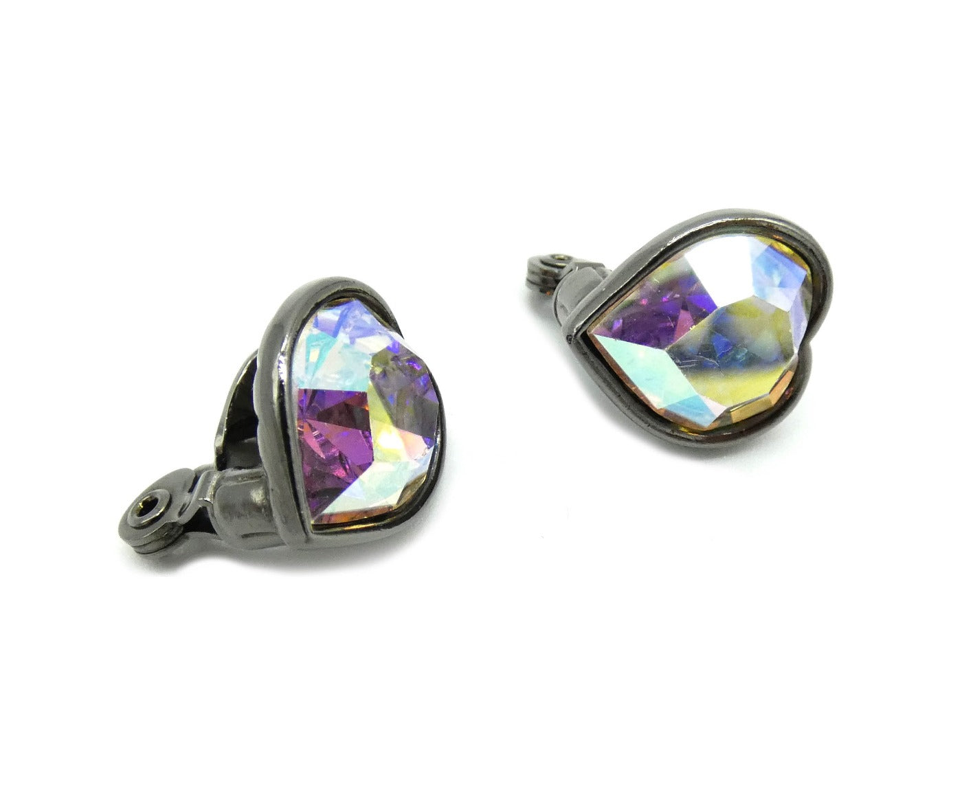Yves Saint Laurent Gripoix Aurora Borealis Crystal Heart Earrings Earrings YSL
