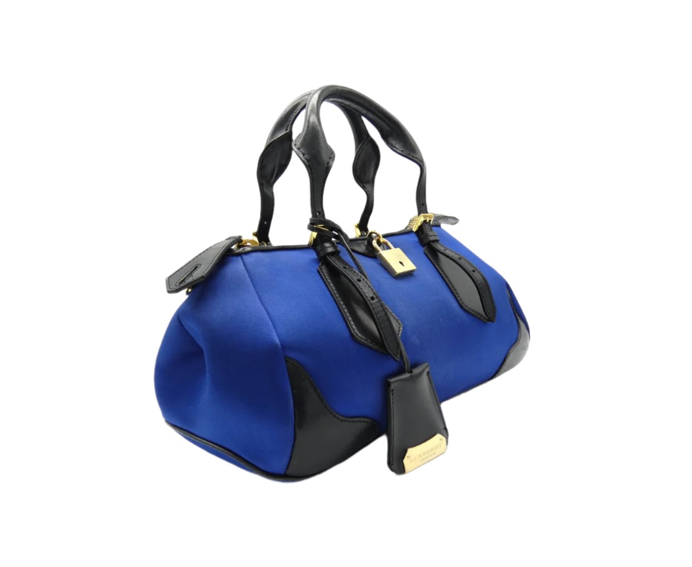 Burberry Prorsum The Blaze in Duchess Dark Sapphire Satin and Leather Bag Burberry