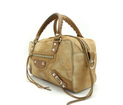 Balenciaga Camel Pony Hair Moto Box Bag Bag Balenciaga