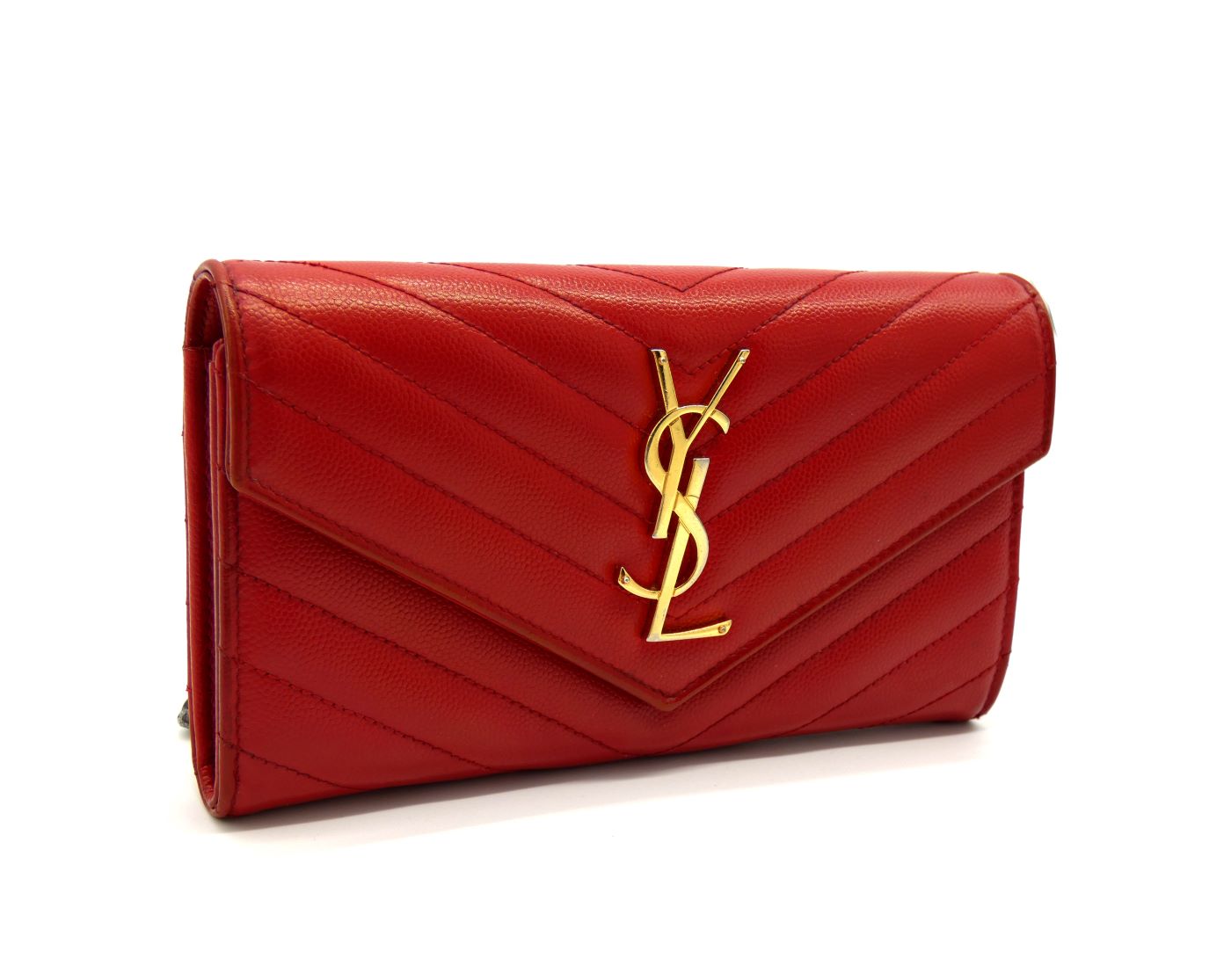 Polyester Rouge Wallet France Saint Laurent Rouge Grain De Poudre Large Envelope Wallet – Occhi Azzurri