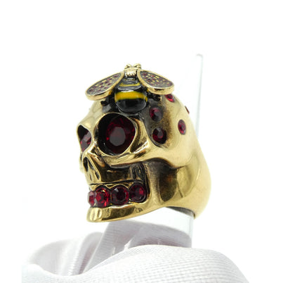 Alexander McQueen Gold Skull and Bee Ring Ring Alexander McQueen