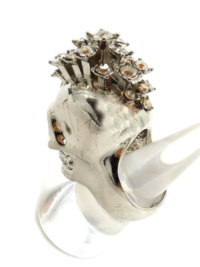 Alexander McQueen Silver Skull Crystal Mohawk Ring Ring Alexander McQueen