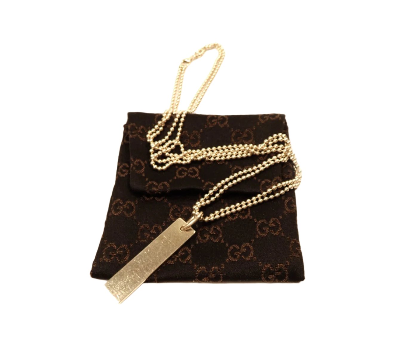 Gucci Sterling Bar Tag Double Strand Pendant Necklace Necklace Gucci