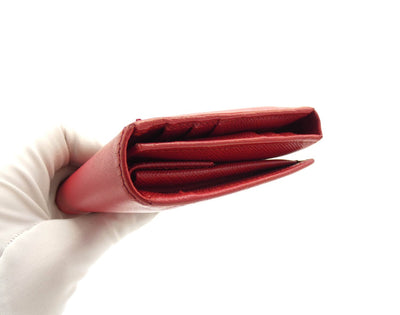 Prada Red Saffiano Flap Compact Wallet Wallet Prada