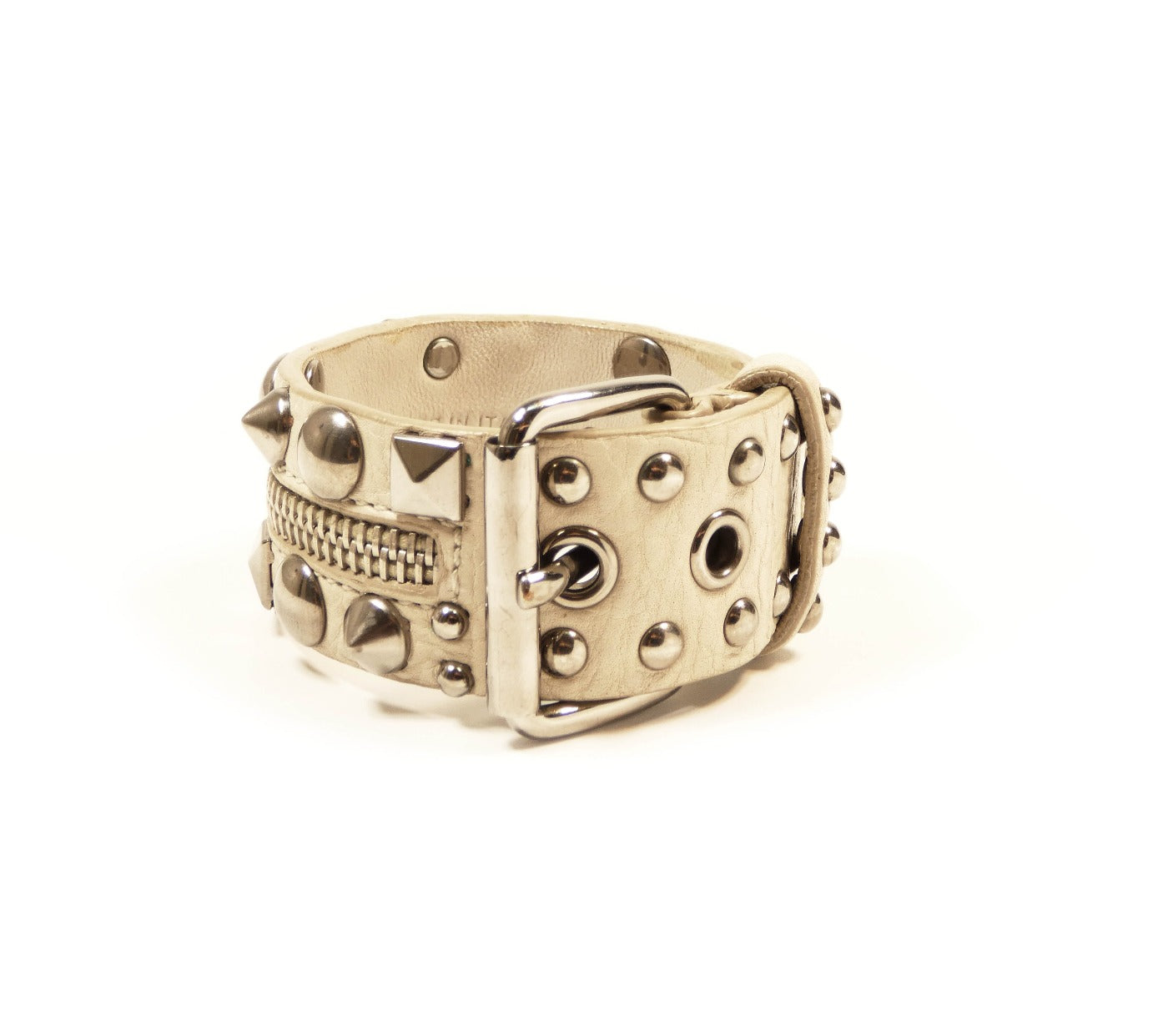 Miu Miu Taupe Leather Riveted Bracelet Bracelet Miu Miu
