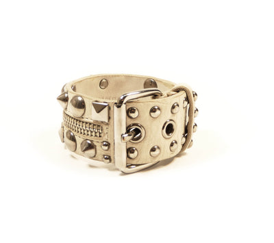 Miu Miu Taupe Leather Riveted Bracelet Bracelet Miu Miu