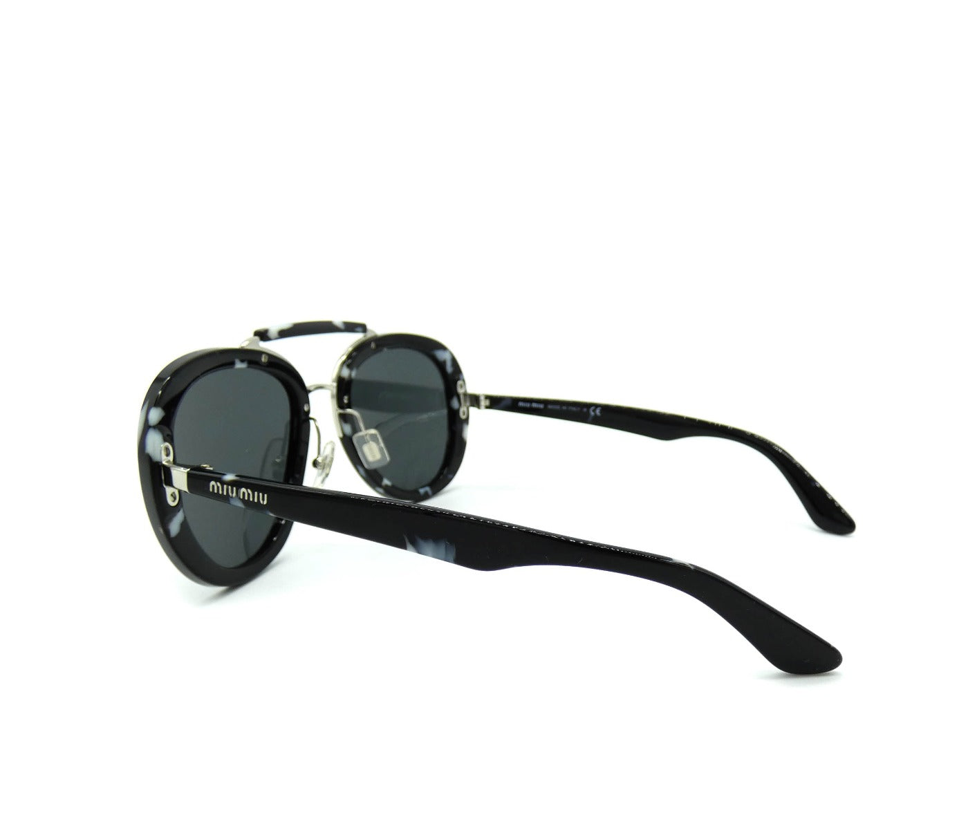 Miu Miu Black Havana Aviator Sunglasses SMU 05V Sunglasses Miu Miu