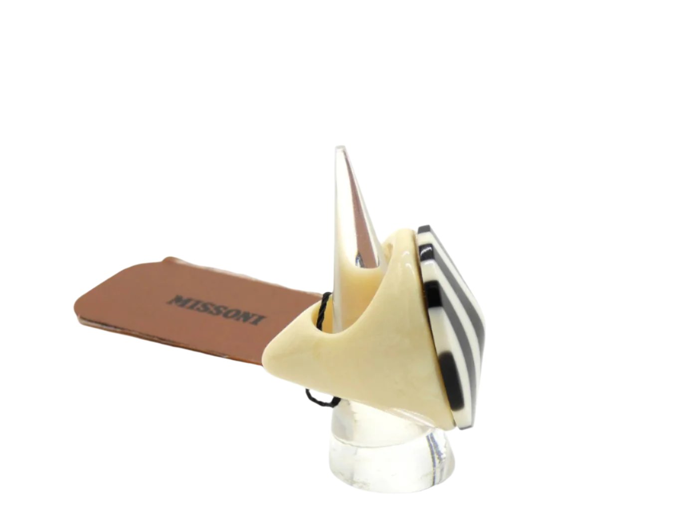 Missoni Modern Large Black and Cream Cocktail Ring Ring Missoni
