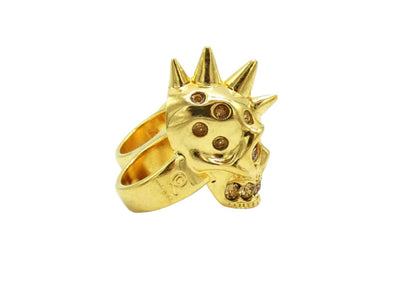 Alexander McQueen Double Gold Skull and Chain Ring Ring Alexander McQueen