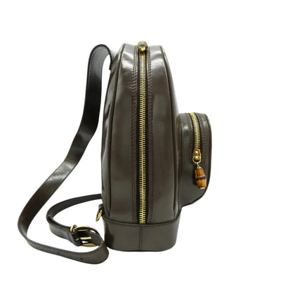 Gucci Vintage Dark Brown Leather Mini Sling Backpack Bag, Backpack Gucci