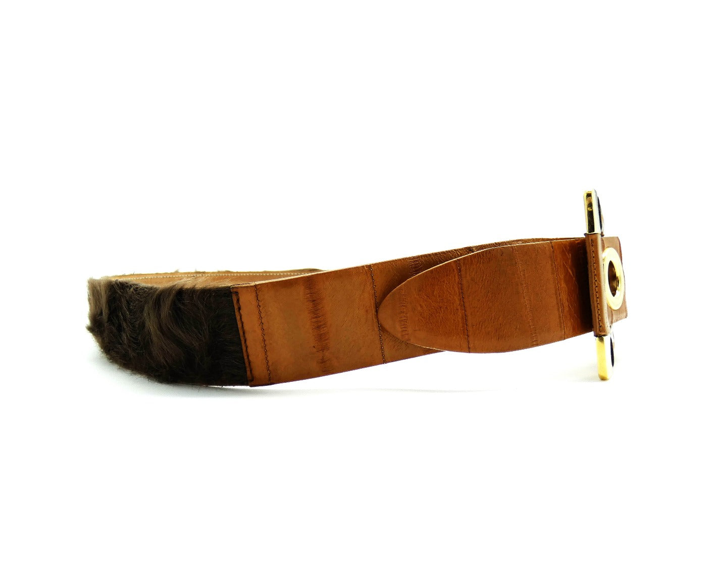 Dolce & Gabbana Brown Fur with Leather Belt Belt Dolce & Gabbana