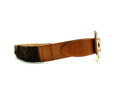 Dolce & Gabbana Brown Fur with Leather Belt Belt Dolce & Gabbana