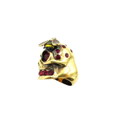 Alexander McQueen Gold Skull and Bee Ring Ring Alexander McQueen