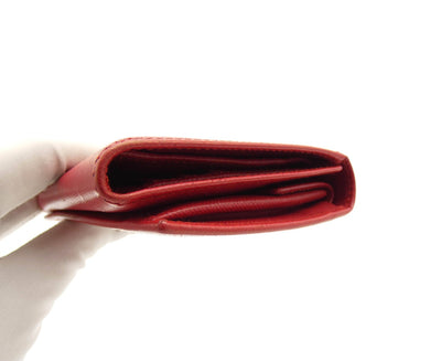 Prada Red Saffiano Flap Compact Wallet Wallet Prada