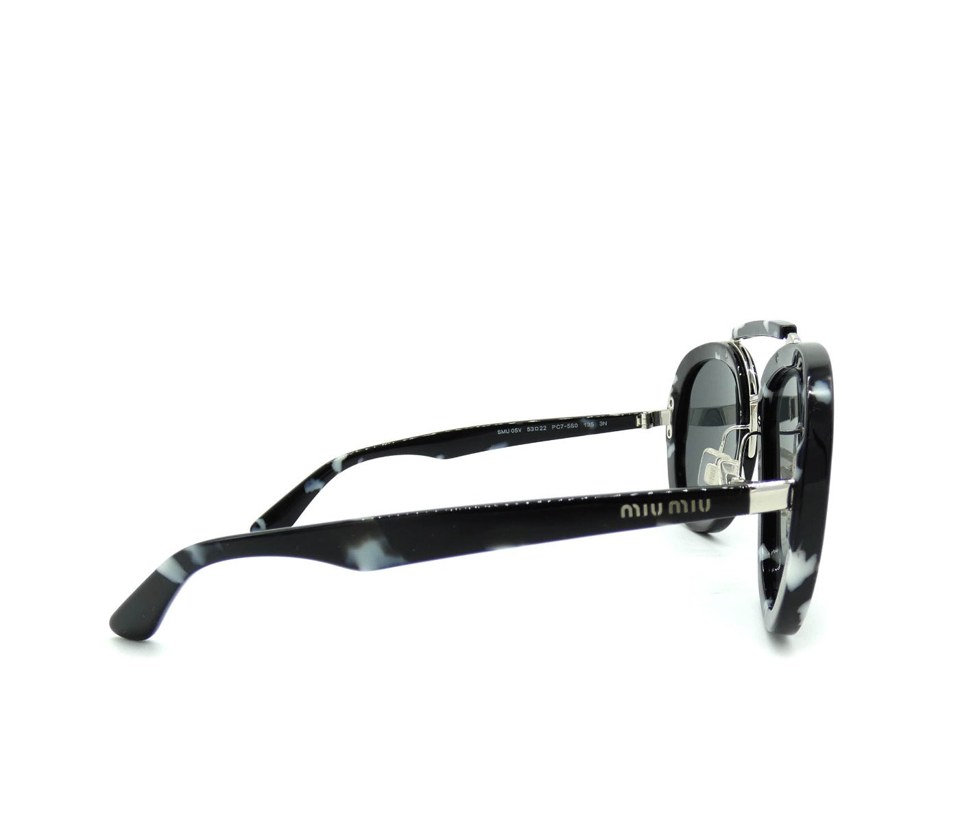 Miu Miu Black Havana Aviator Sunglasses SMU 05V Sunglasses Miu Miu