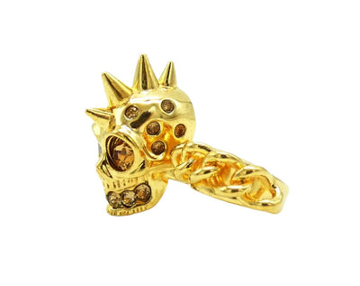 Alexander McQueen Double Gold Skull and Chain Ring Ring Alexander McQueen