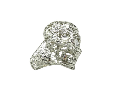 Alexander McQueen Silver Filigree Crystal Skull Ring cocktail Ring Alexander McQueen