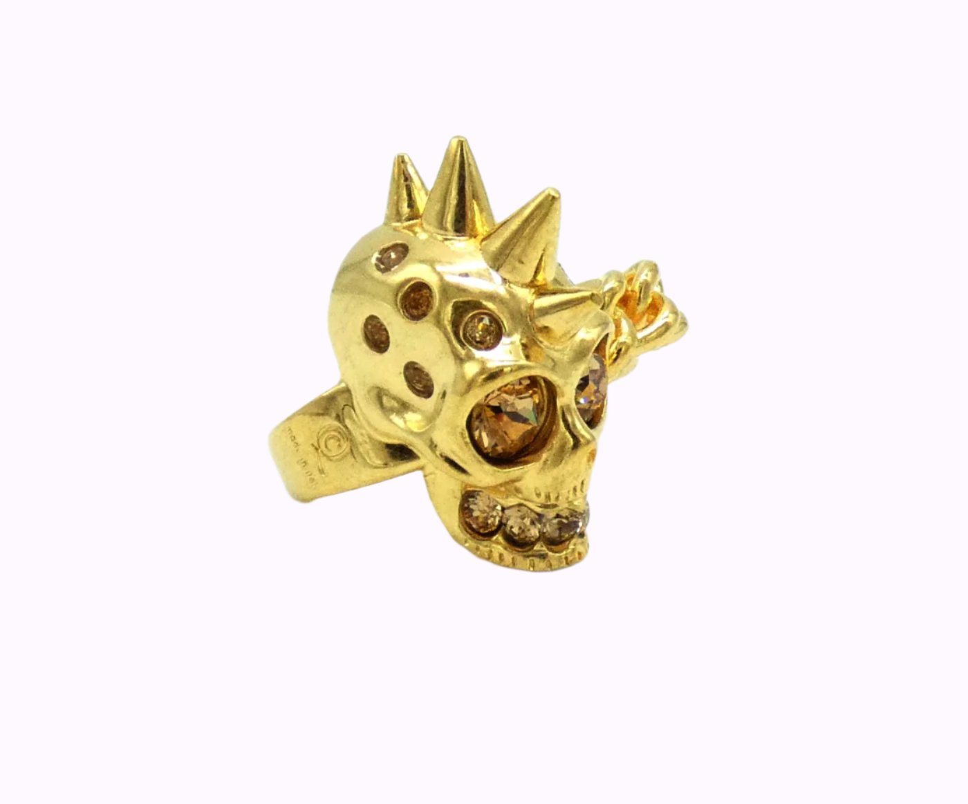 Alexander McQueen Double Gold Skull and Chain Ring Ring Alexander McQueen