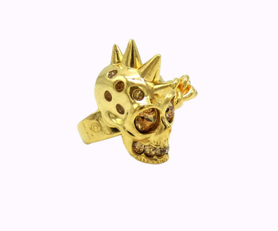 Alexander McQueen Double Gold Skull and Chain Ring Ring Alexander McQueen