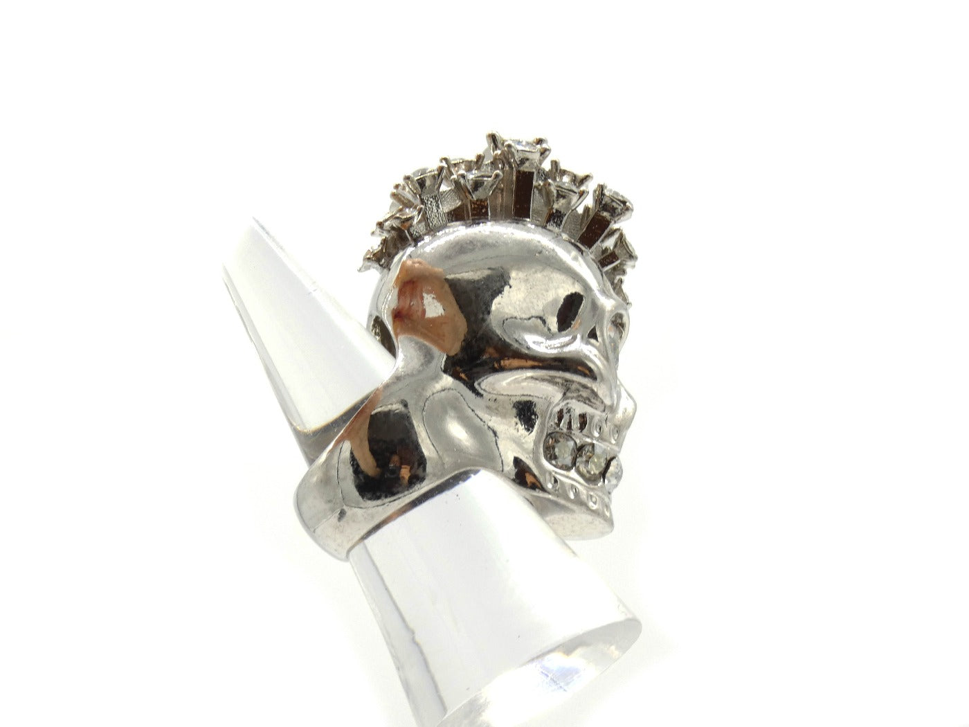 Alexander McQueen Silver Skull Crystal Mohawk Ring Ring Alexander McQueen
