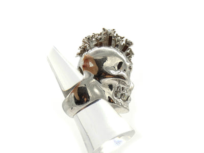 Alexander McQueen Silver Skull Crystal Mohawk Ring Ring Alexander McQueen